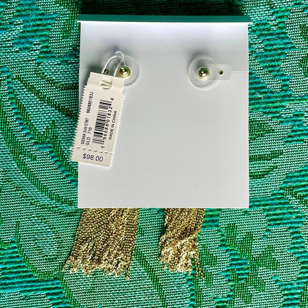 NWT Kendra Scott 14K Gold Plated Sun Earrings with Chain Tassles - Picture 13 of 14